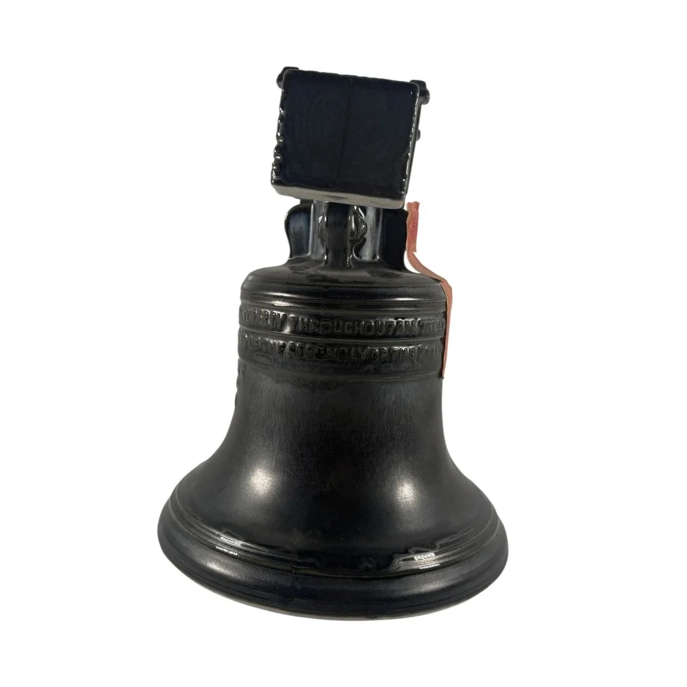 Michter's Whiskey Decanter Liberty Bell Black Ceramic Vintage 4/5 Quart Good